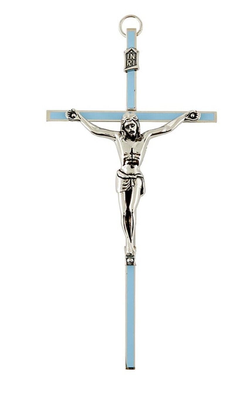 Silver & Blue Small 6" Crucifix,  New #AB-98-1 - Bob and Penny Lord Journeys of Faith