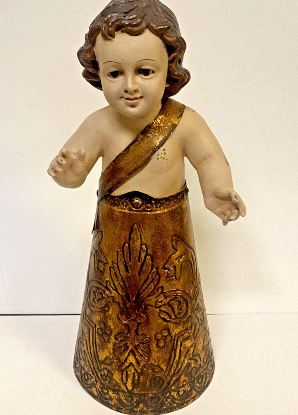 Vintage Santo Nino del Dolor statue, 14.5-inch religious sculpture for home décor, unbranded figurine in detailed craftsmanship.