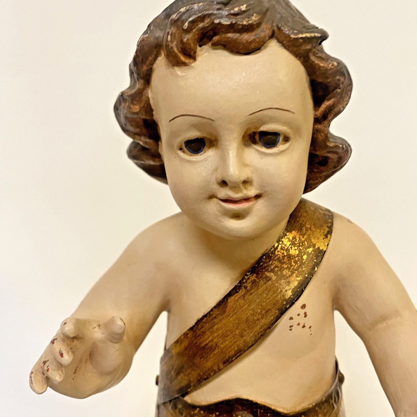 Vintage Santo Nino del Dolor statue, 14.5 inches, religious sculpture for home décor, unbranded, detailed figurine image.