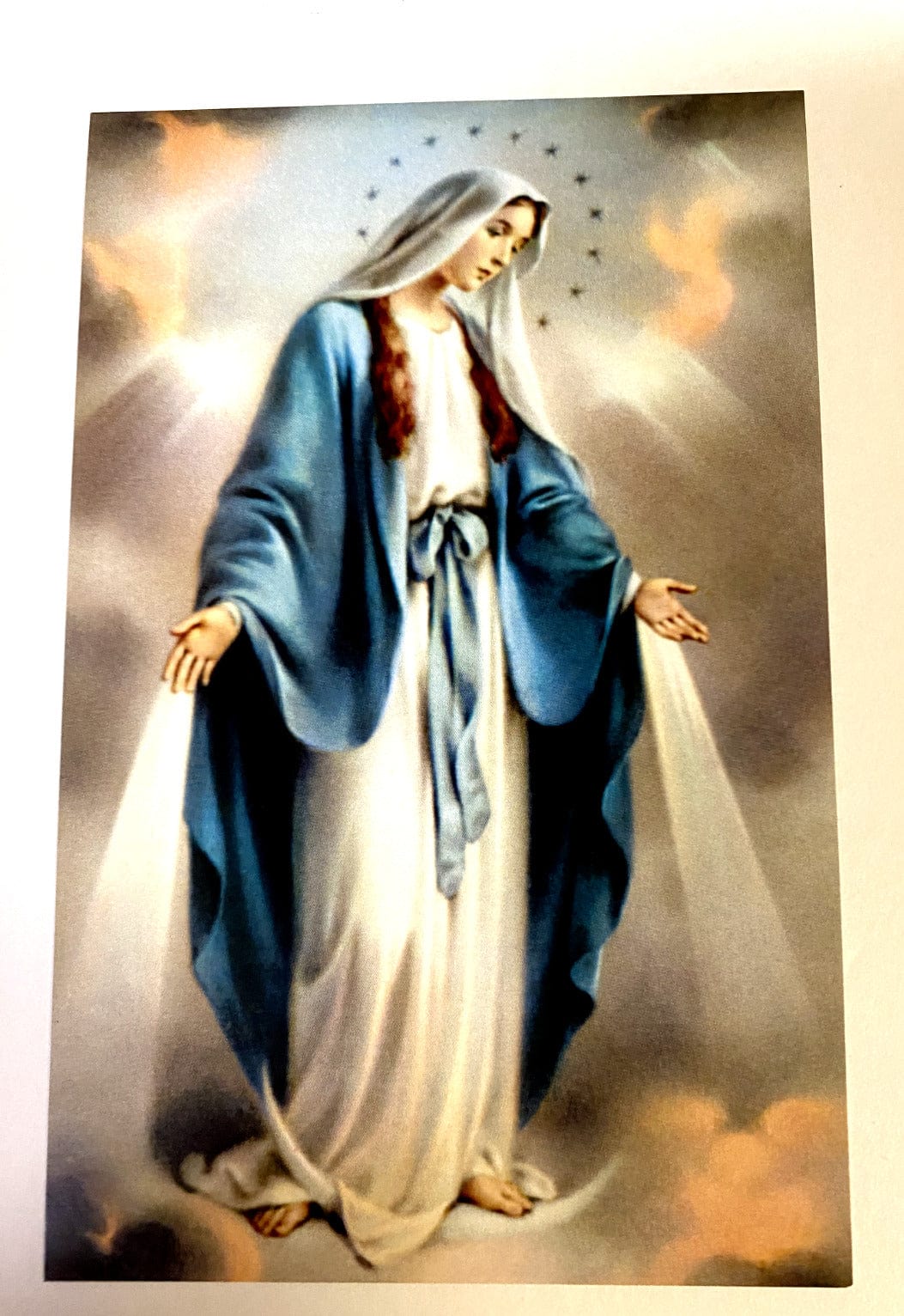 Print of Our Lady of Grace religious artwork, 5.75 x 3.75 inches, by Bob and Penny Lord Journeys of Faith, featuring a serene Madonna image.