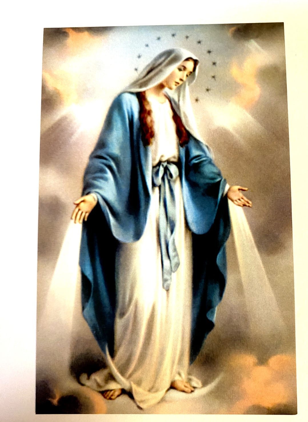 Print of Our Lady of Grace religious art, 5.75x3.75 inches, by Bob and Penny Lord Journeys of Faith, featuring a sacred image.
