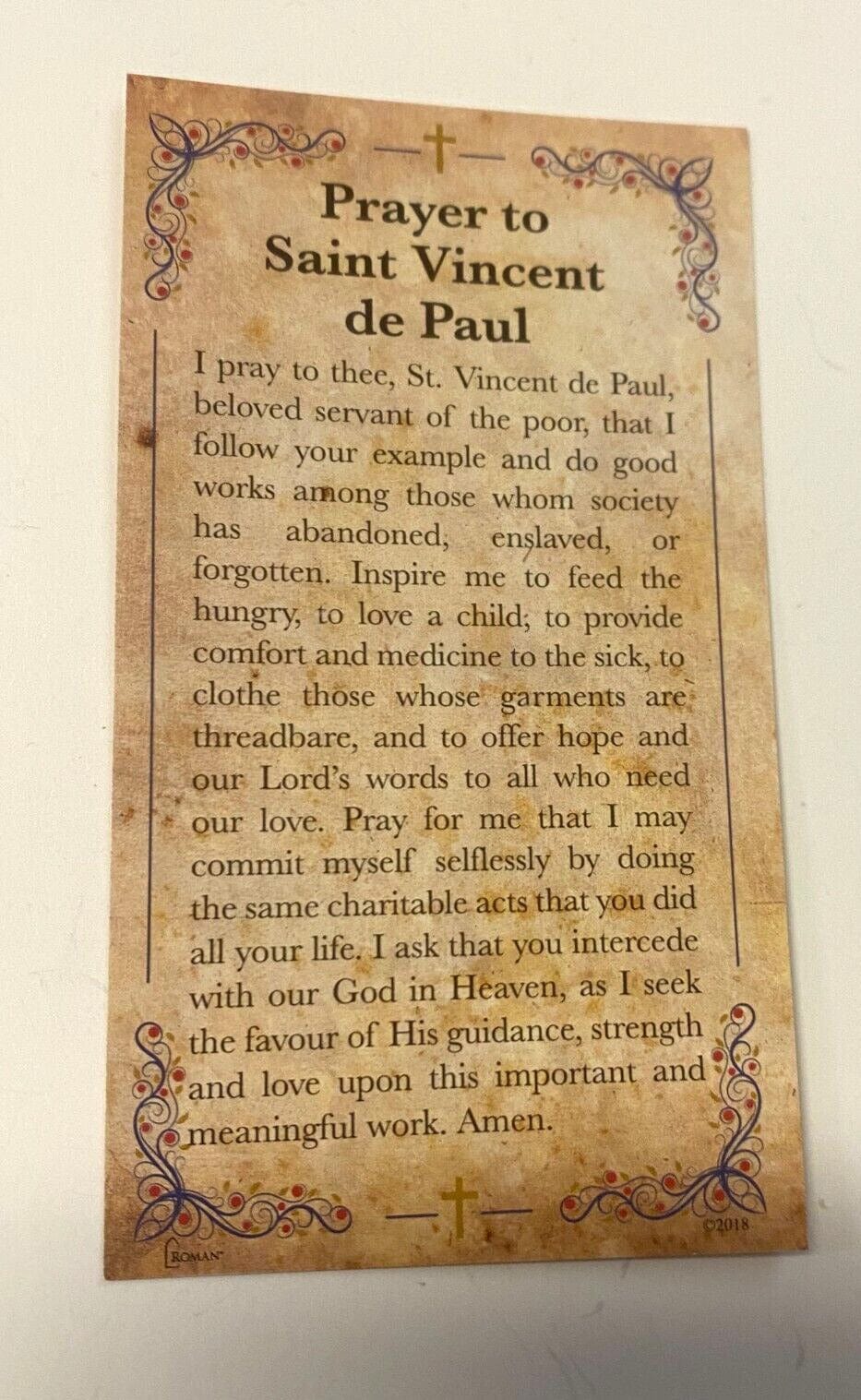 Saint Vincent de Paul Small 3.5"  Statue, + Bio & Prayer Card, New #RM-001 - Bob and Penny Lord Journeys of Faith
