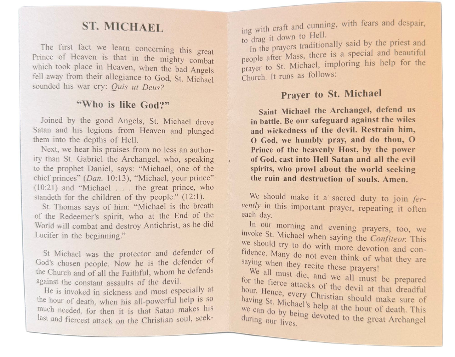 Saint Michael the Archangel Pray for Us Prayer Card - Journeys of Faith