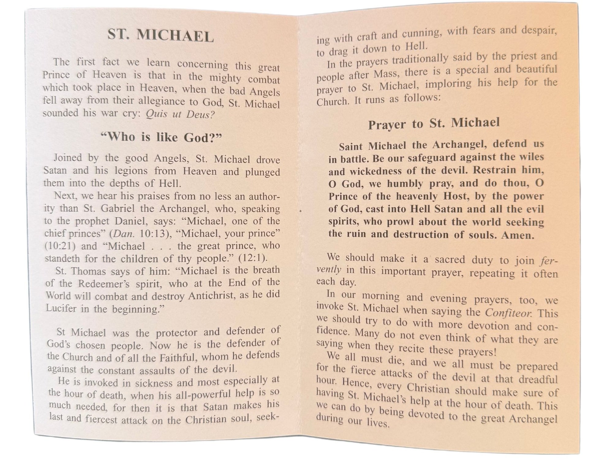 Saint Michael the Archangel Pray for Us Prayer Card - Journeys of Faith