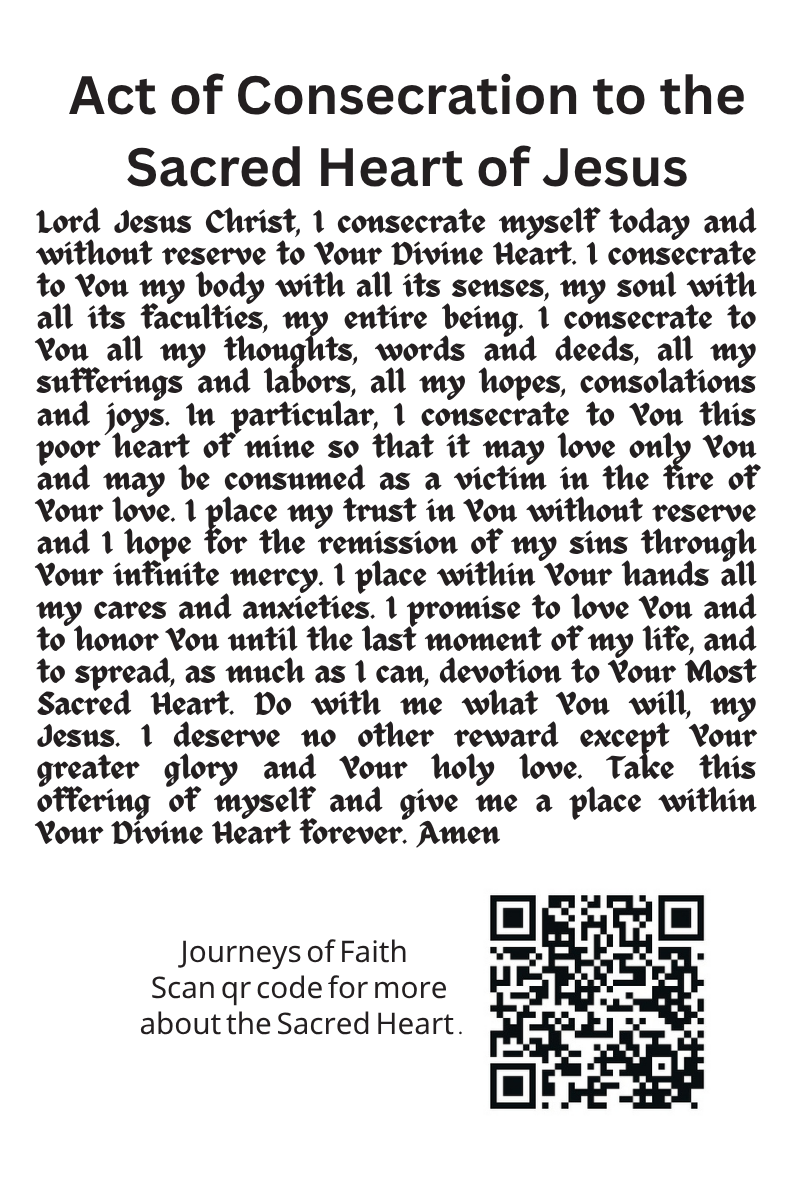 Sacred Heart of Jesus Consecration Prayer Cards Laminated - Journeys of Faith