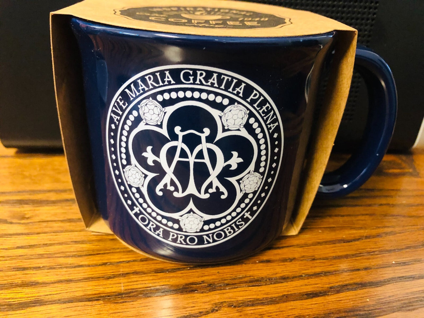 Ave Maria 13 oz ceramic mug featuring religious Christian design, by Bob and Penny Lord, perfect for spiritual collectibles.