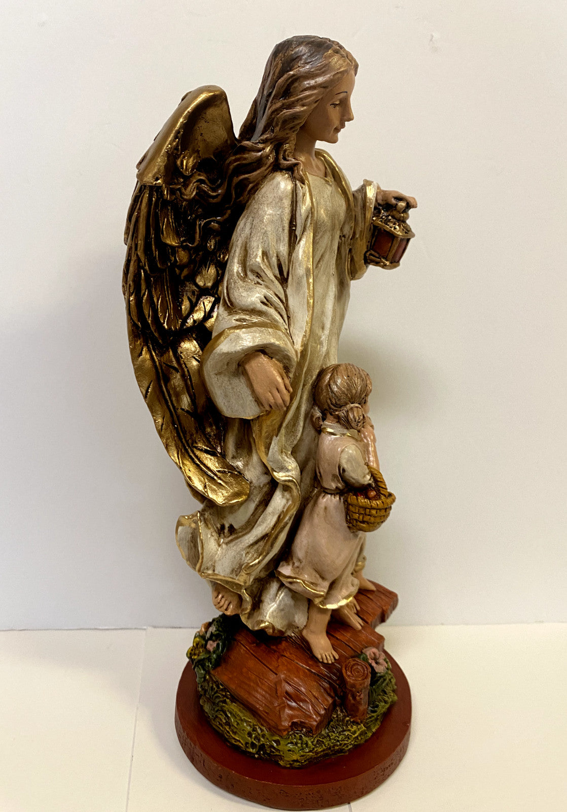 13-inch Guardian Angel statue from Colombia, religious Christian collectible by Journeys of Faith, detailed angel figure.
