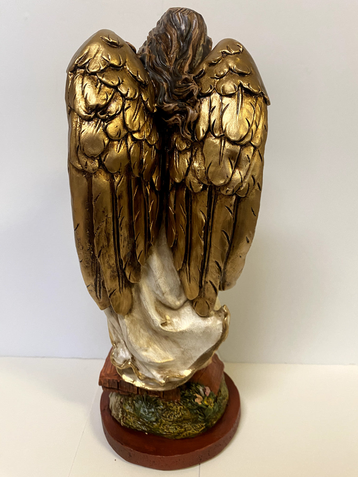 Guardian Angel 13-inch statue by Journeys of Faith, featuring a detailed Christian religious figurine from Colombia.