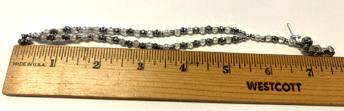 Crystal Magnetic 7" Bracelet with enamel chalice & cross charms, New #AB-79 - Journeys of Faith