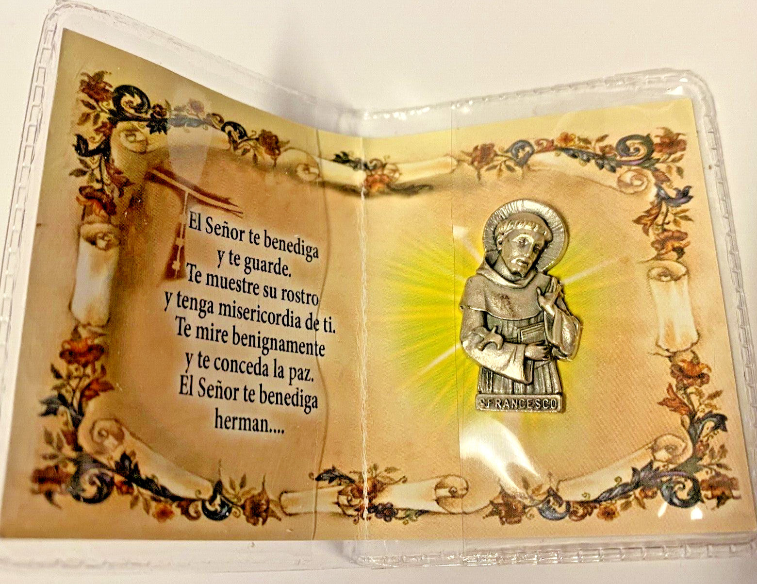 Saint Francis of Assisi Encased Pewter Image,  New from Italy #Gftshp IN SPANISH - Journeys of Faith