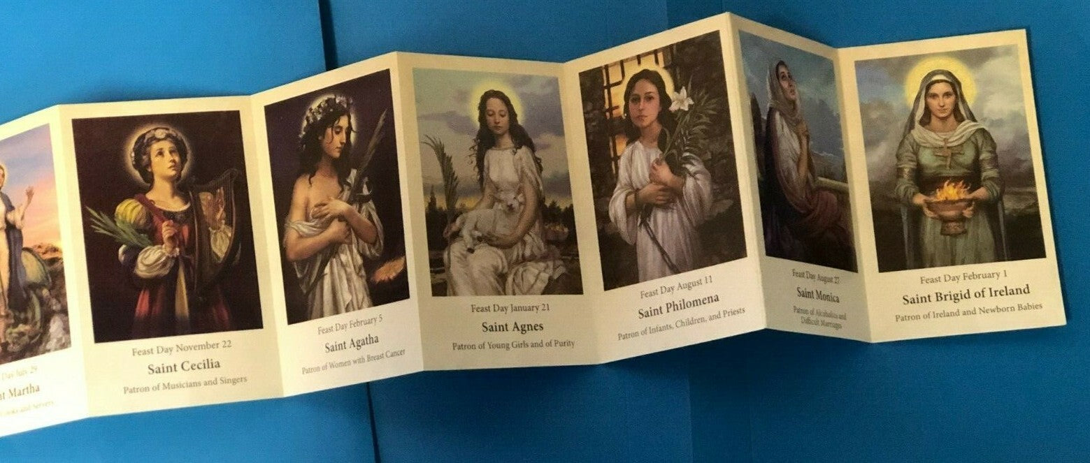 Saints for Girls Prayer Pocket Folder by Bob and Penny Lord, featuring collectible Christian holy cards for spiritual inspiration.