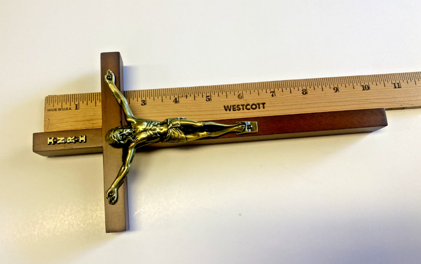 10-inch maple wood crucifix from Bob and Penny Lord, featuring a detailed Christian cross for religious collectibles.