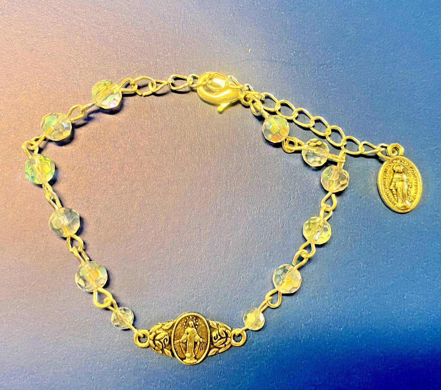 MIraculous Medal Crystal Beads 1 Decade Rosary Bracelet, New #MD-072 - Journeys of Faith