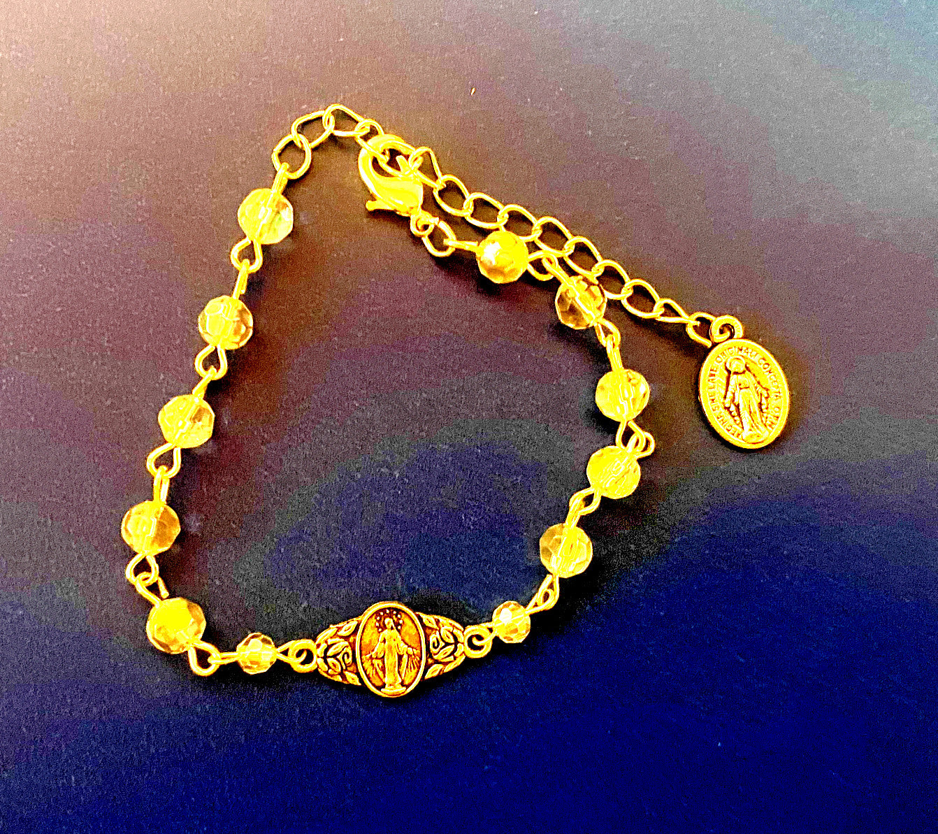 MIraculous Medal Crystal Beads 1 Decade Rosary Bracelet, New #MD-072 - Journeys of Faith