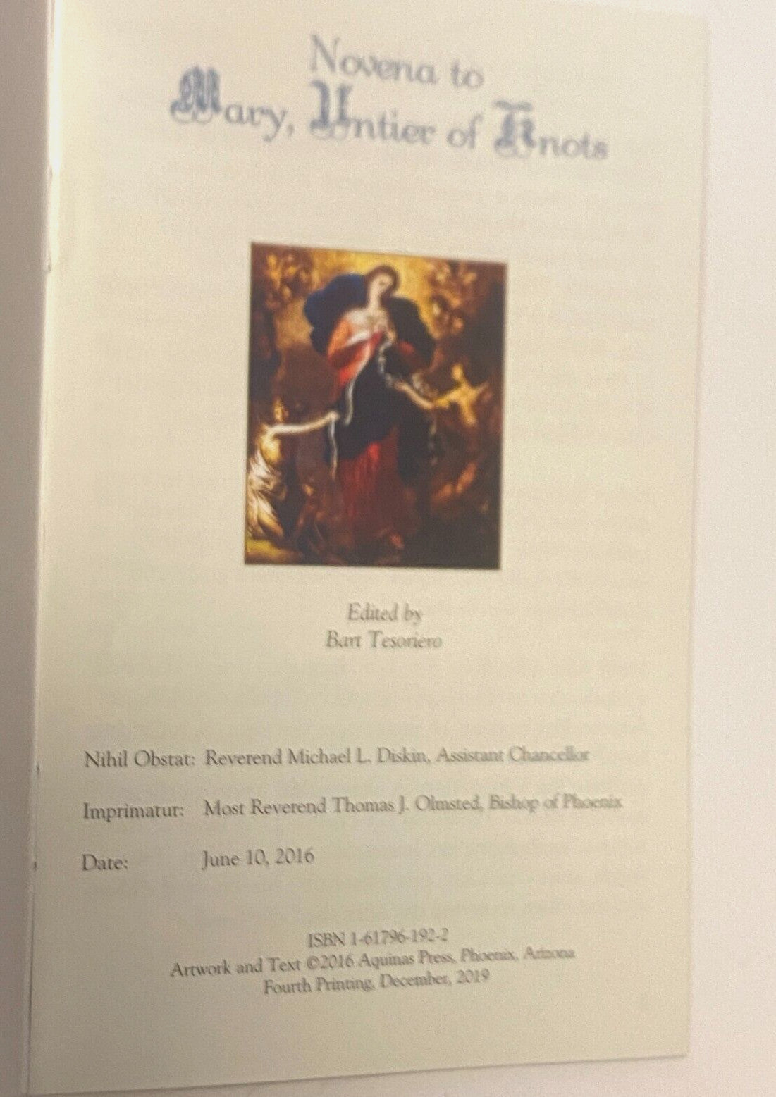Our Lady Undoer (Untier) of Knots Novena Booklet, New - Journeys of Faith