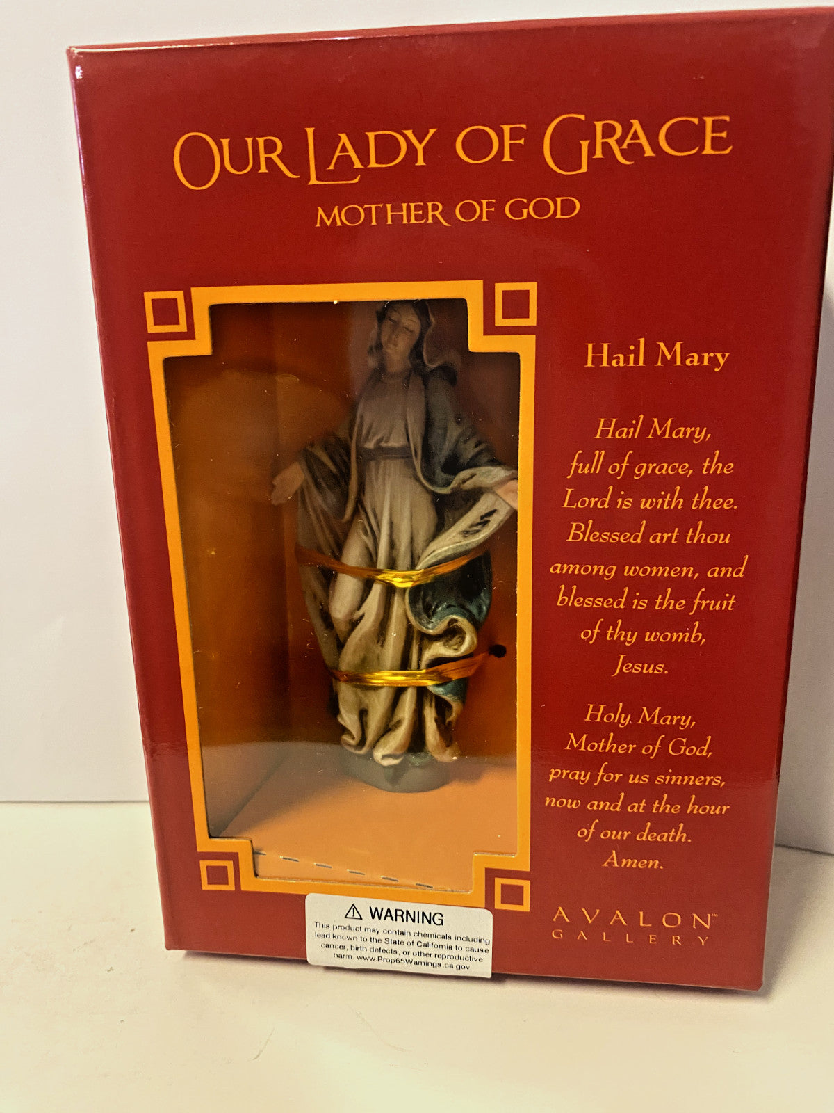 Small 4-inch Our Lady of Grace statue by Bob and Penny Lord, Christian religious figurine, detailed Catholic devotional sculpture.