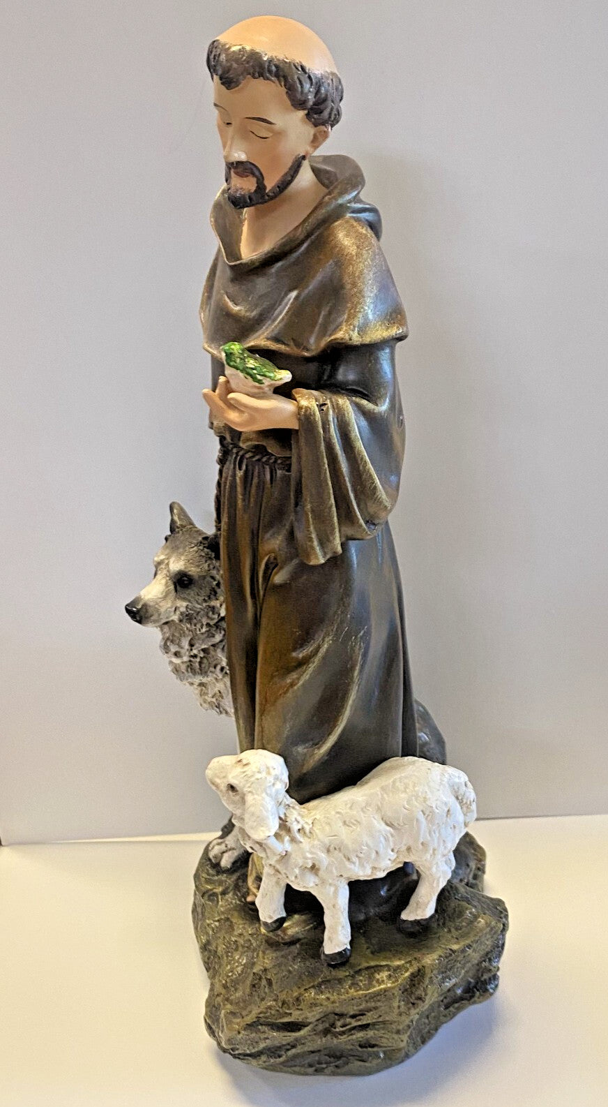 Saint Francis of Assisi  with wolf of Gubbio 9.75 " Statue, New #RM-48 - Journeys of Faith