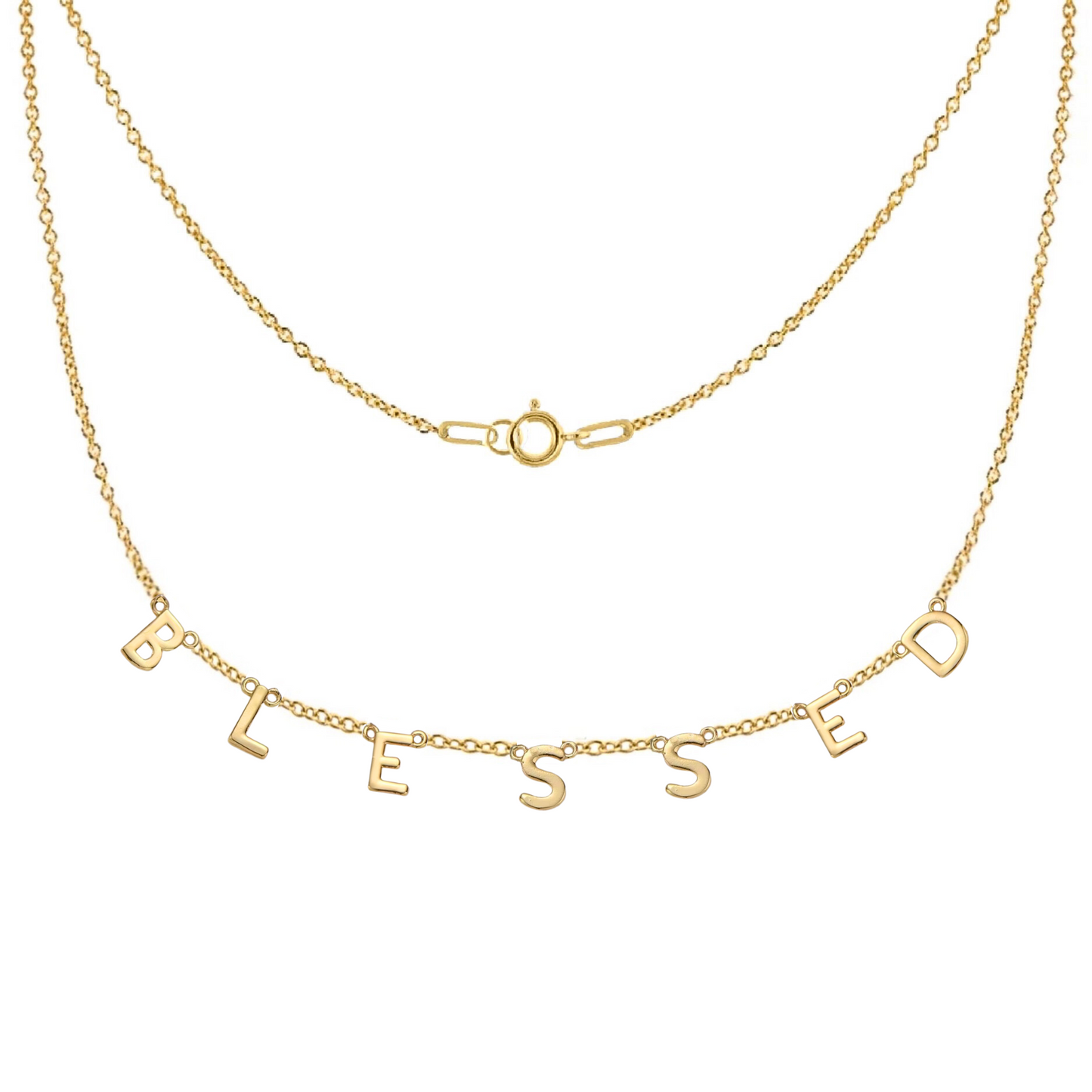 Gold-filled and sterling silver Blessed necklace by AMADI Jewelry, featuring a delicate pendant on a sleek chain.