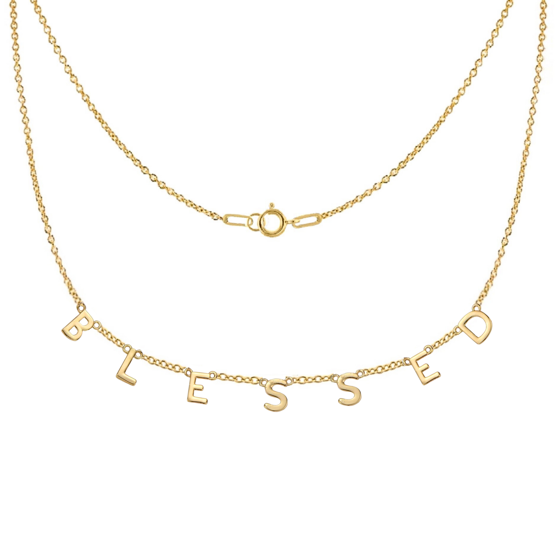 Gold-filled and sterling silver Blessed necklace by AMADI Jewelry, featuring a delicate pendant on a sleek chain.