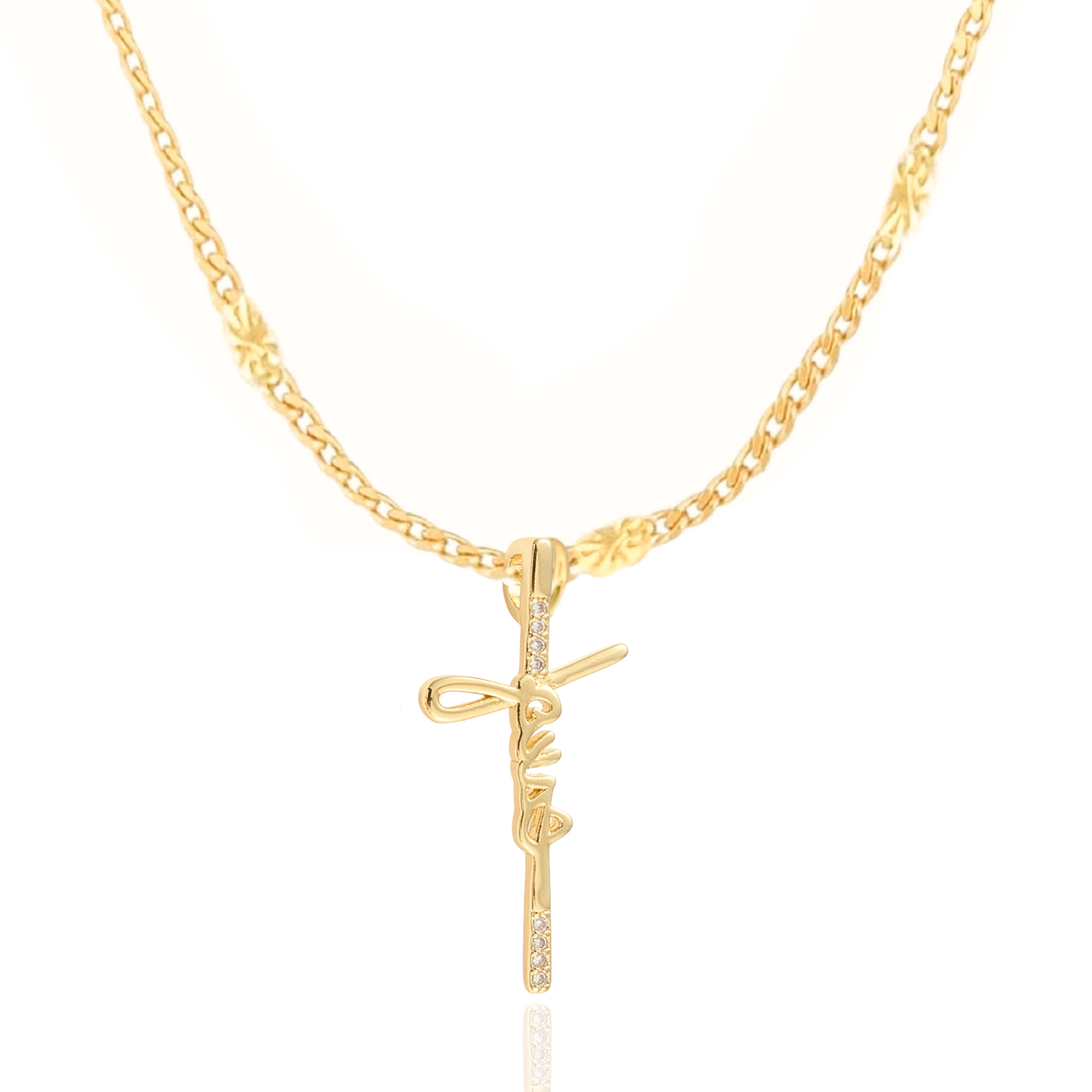 Close-up of AMADI Jewelry His Love Necklace with a delicate chain and heart-shaped pendant on a neutral background.
