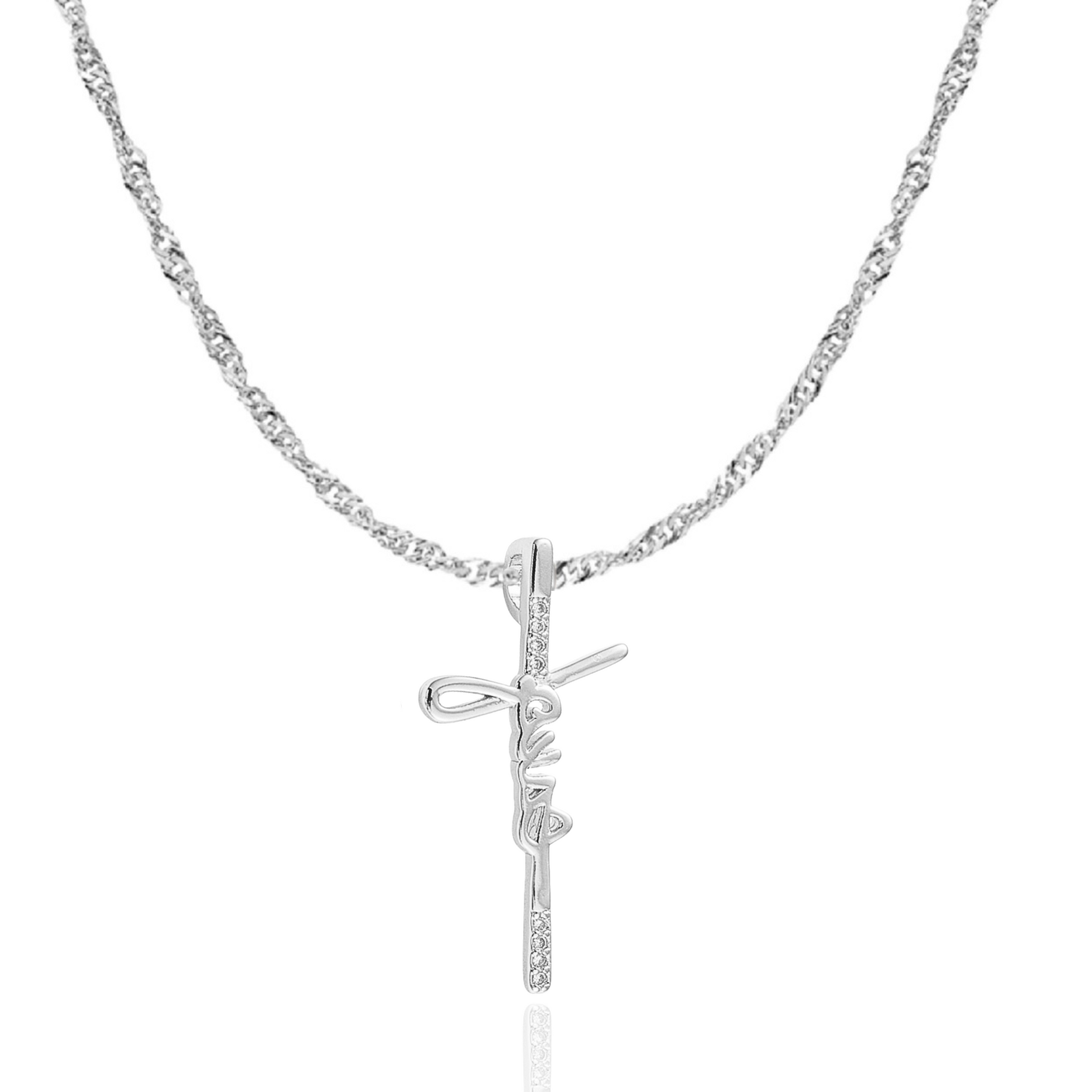 Gold His Love Necklace by AMADI Jewelry featuring a delicate chain and engraved love pendant on a white background.