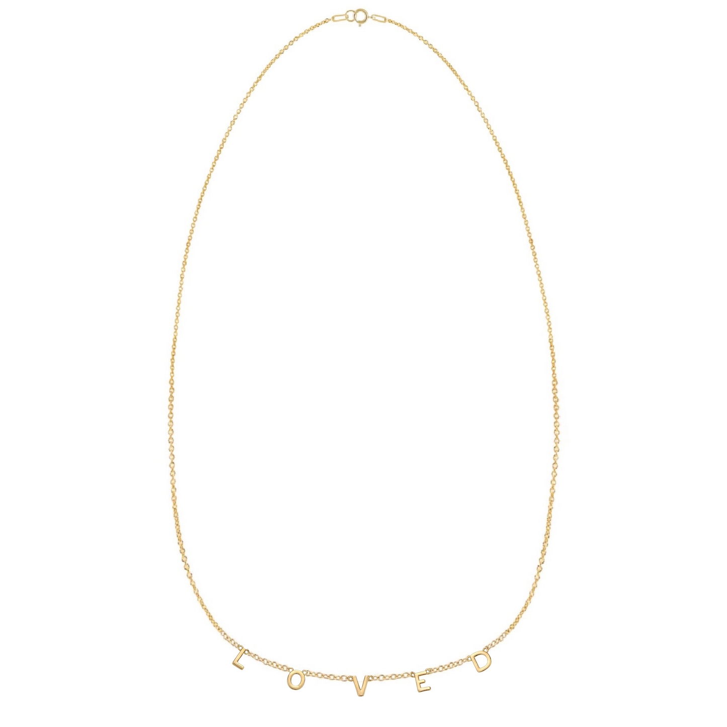 Gold-filled and sterling silver LOVED necklace by AMADI Jewelry, showcasing a delicate chain with a stylish pendant.