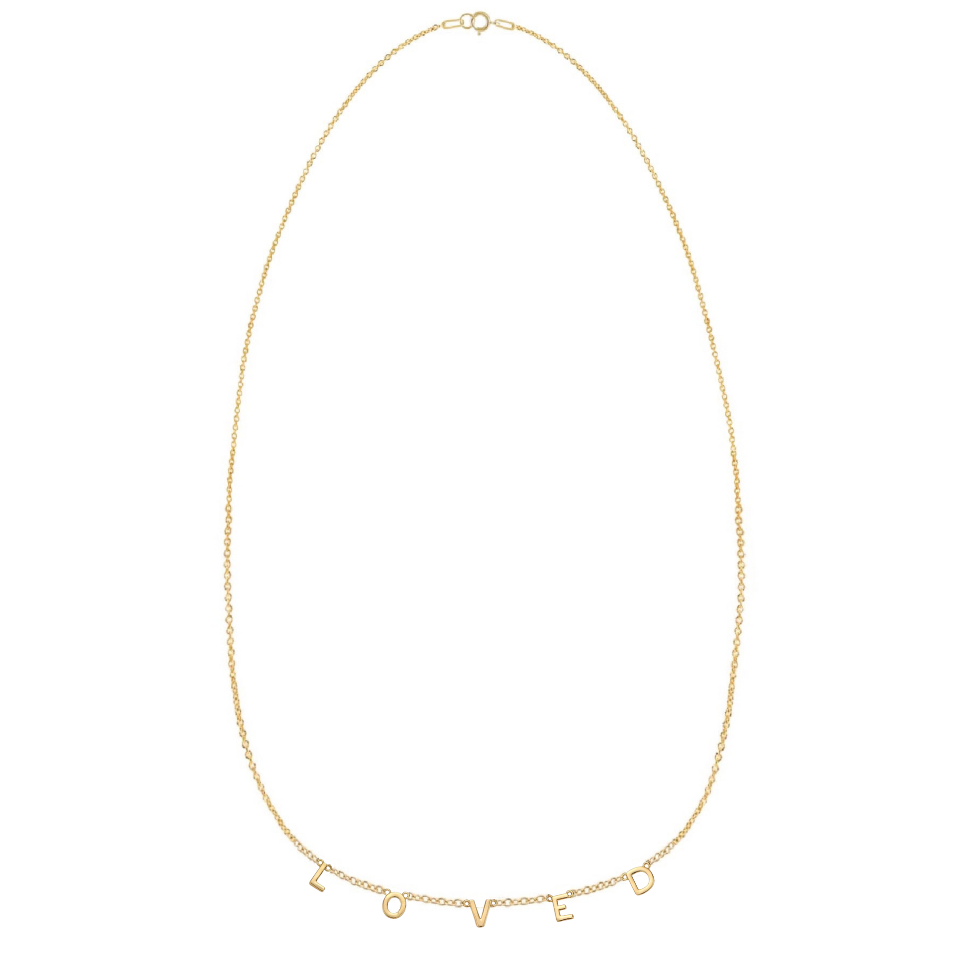 Gold-filled and sterling silver LOVED necklace by AMADI Jewelry, showcasing a delicate chain with a stylish pendant.