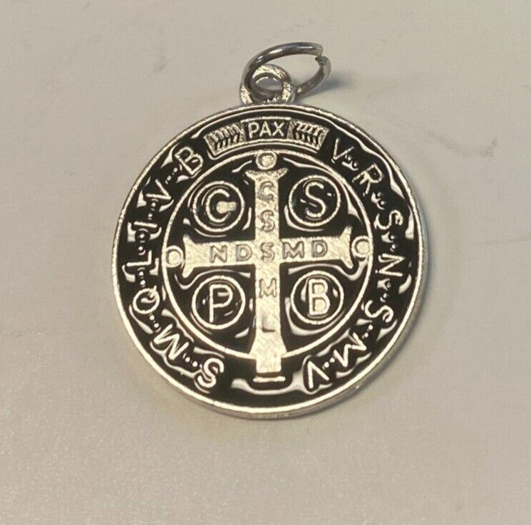 Saint Benedict Black & Silver tone Medal,  New - Journeys of Faith