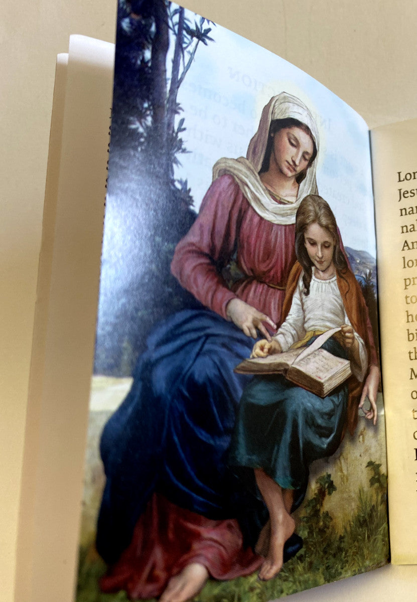 Saints for Girls pocket prayer book by Bob and Penny Lord, featuring holy cards with Christian saints and spiritual illustrations.