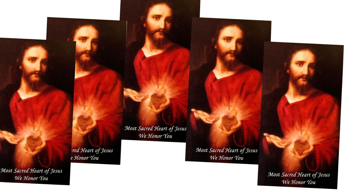 Sacred Heart of Jesus Prayer Card 5 Pack - Journeys of Faith