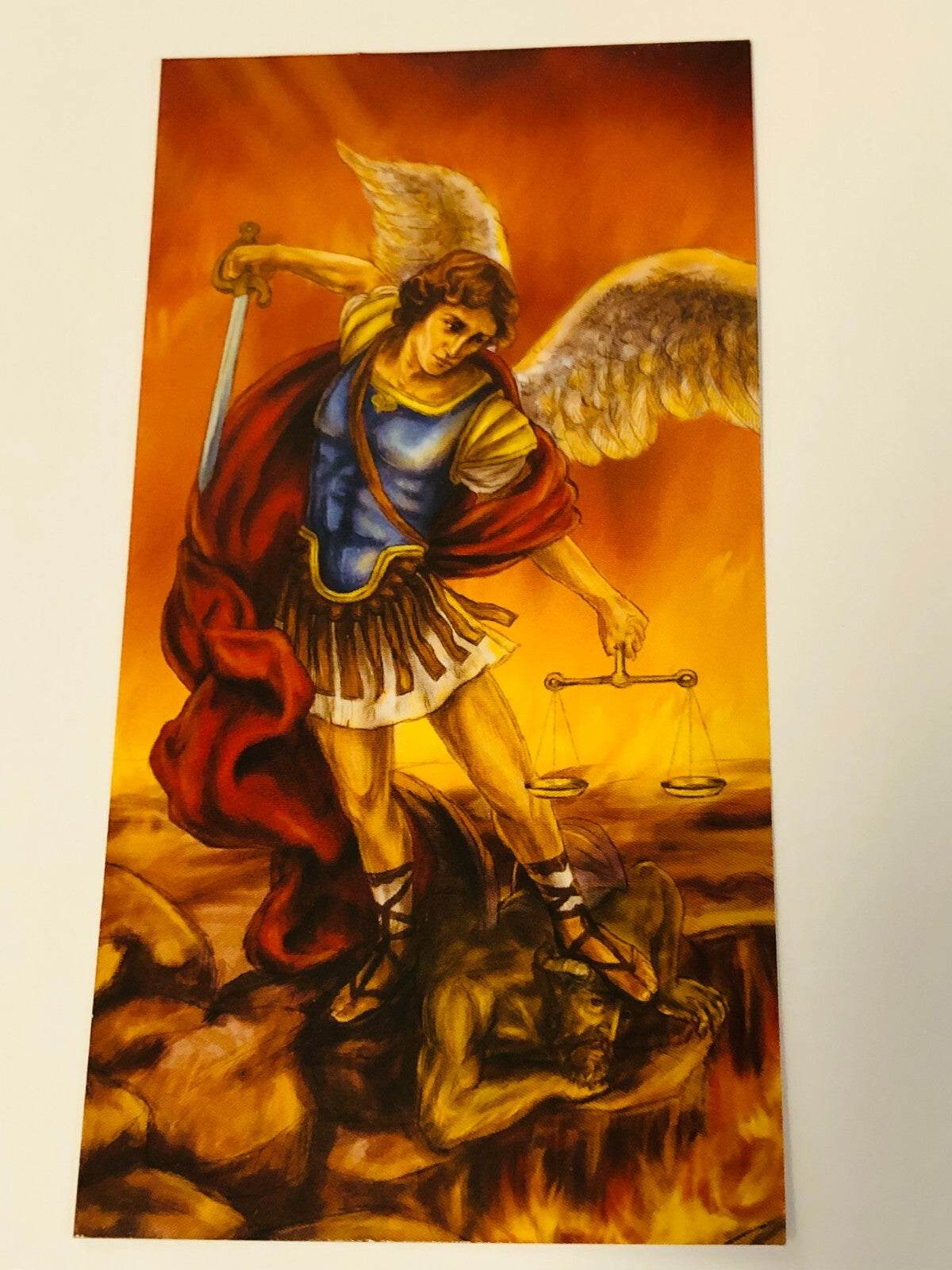 Two-sided Saint Michael the Archangel guardian angel necklace with detailed religious pendant, unbranded fashion jewelry.