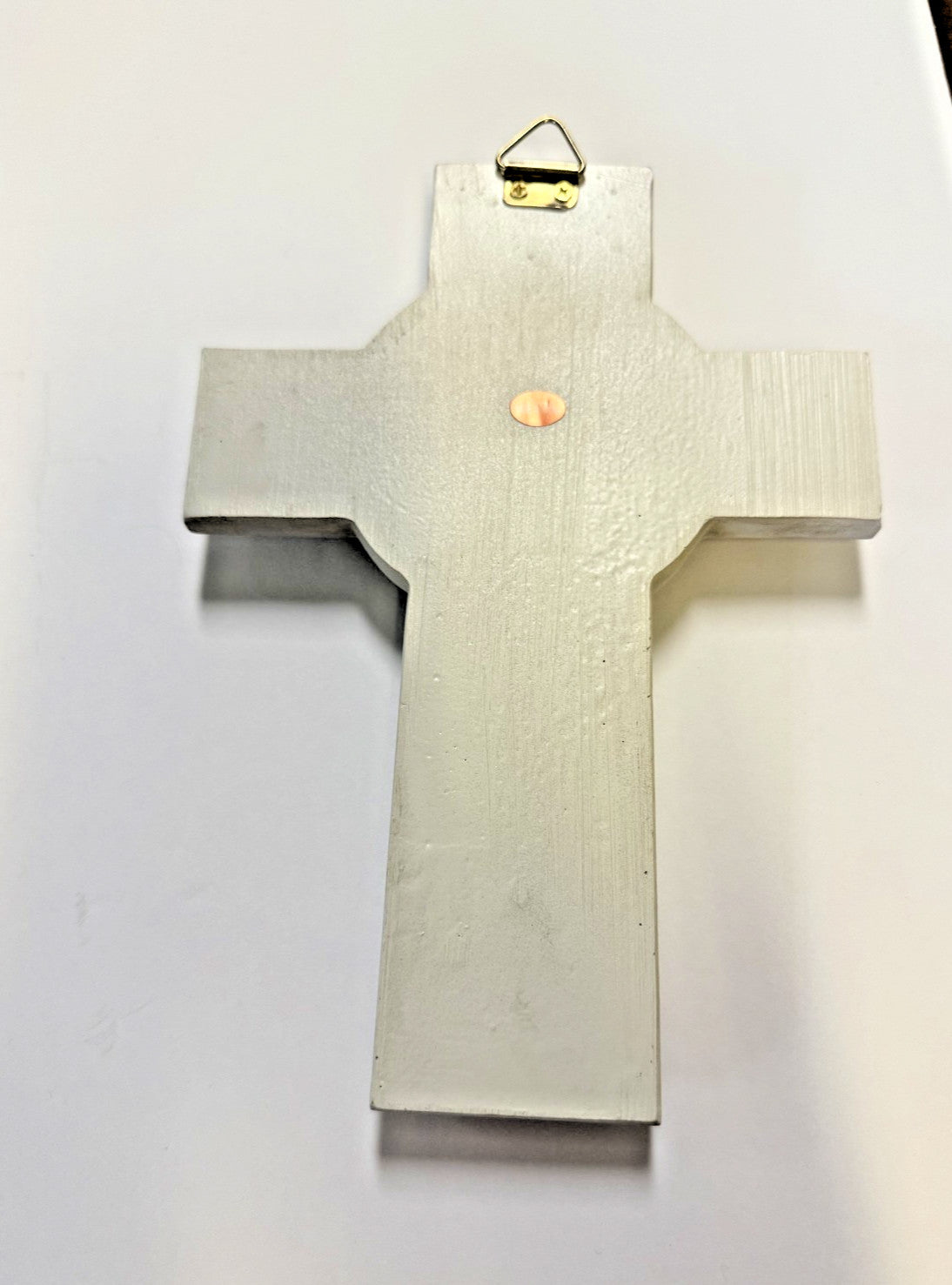 Decorative Risen Christ Cross collectible, 7.75 inches tall, featuring detailed religious design on a wooden base.