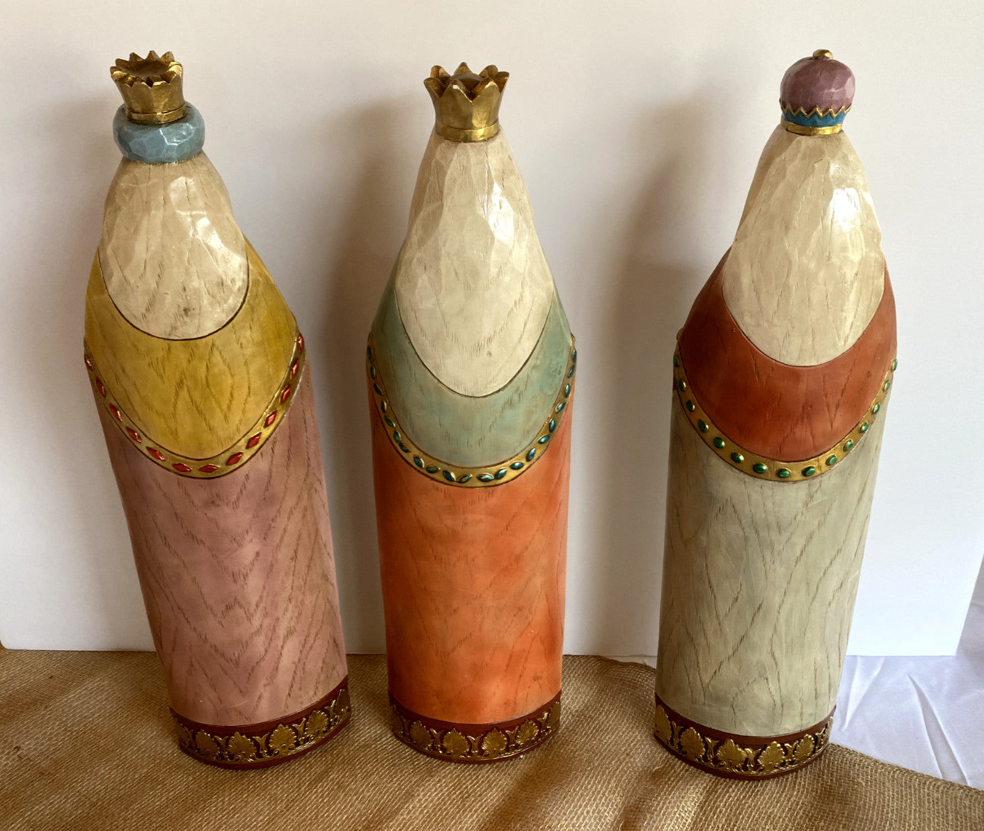 Handpainted 3-piece Nativity Set with Wise Men by Journeys of Faith, featuring detailed figures from Colombia, perfect for holiday decor.