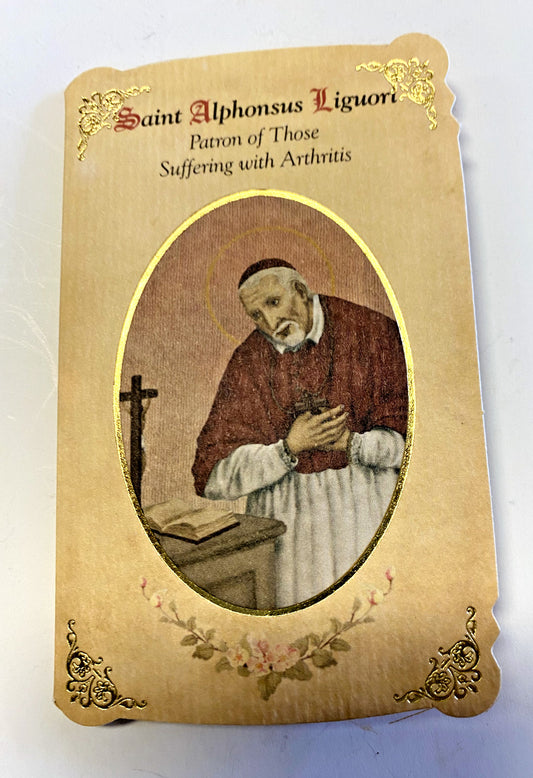 Saint Alphonsus Ligouri "Arthritis Prayer" Card + Medal, New from Italy - Journeys of Faith