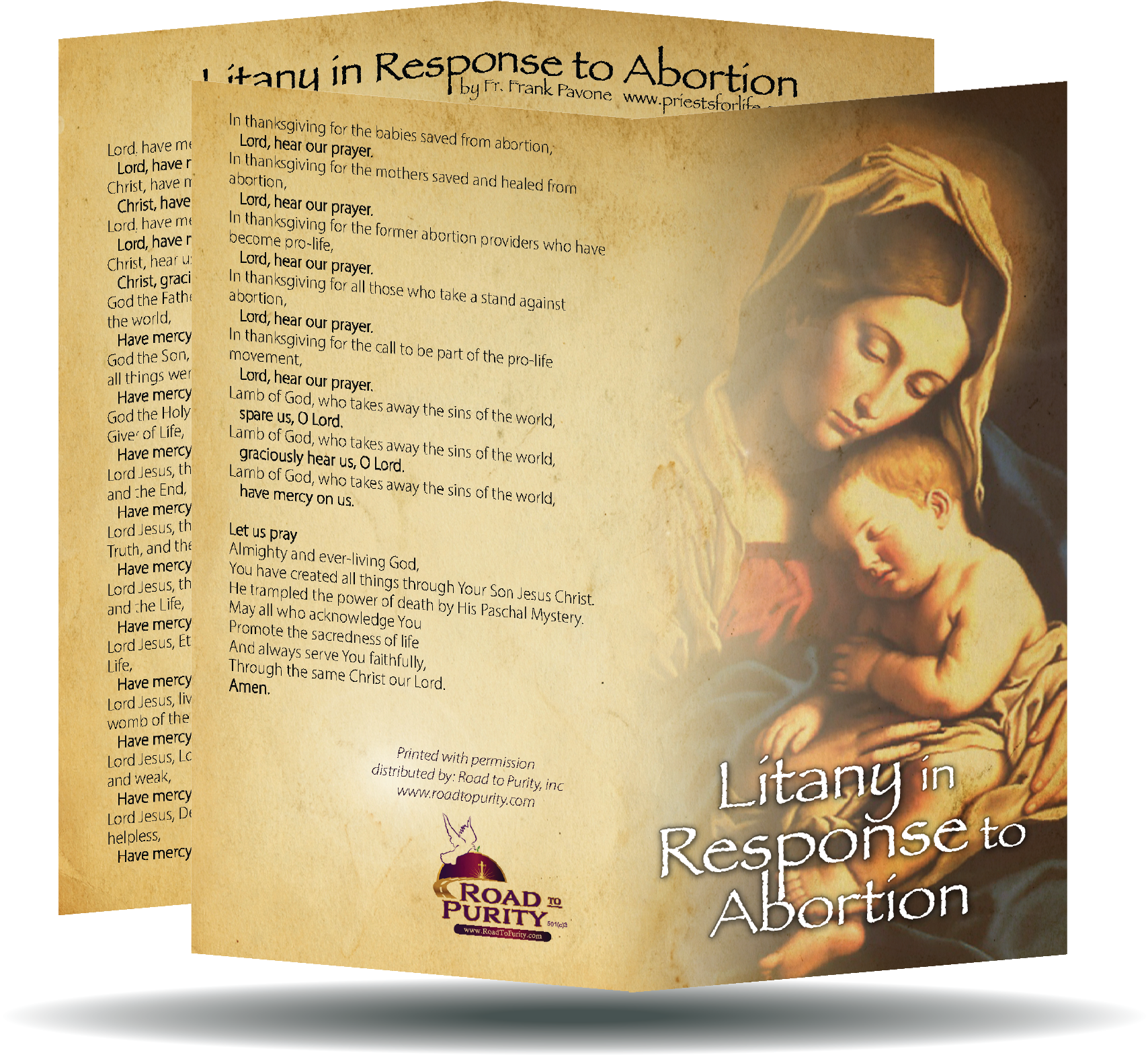 Litany in Response to Abortion  - Prayer Card / 3" x 6" folded (c) - Journeys of Faith