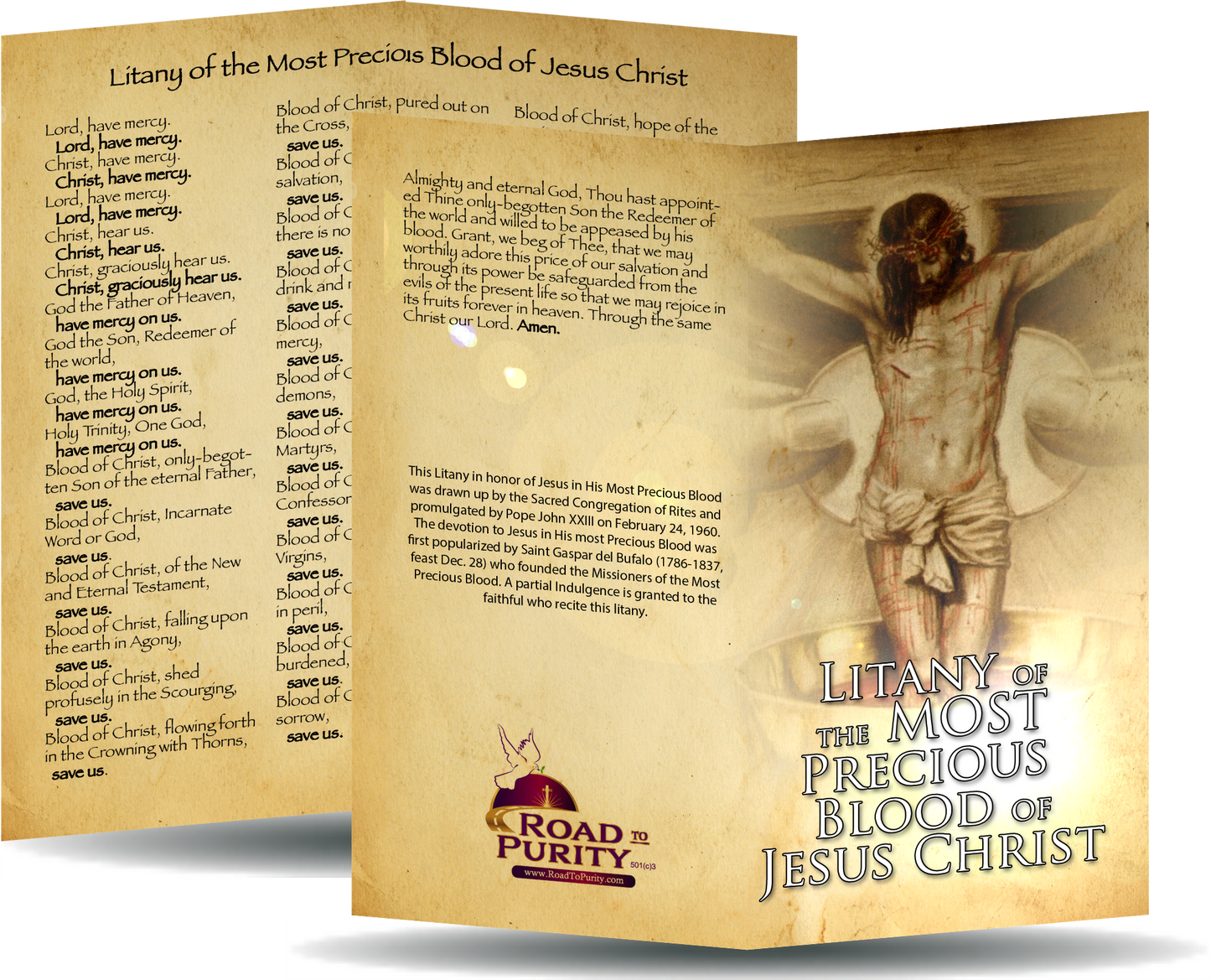 Litany of the Most Precious Blood of Jesus Christ - Prayer Card / 3" x 6" folded (c) - Journeys of Faith