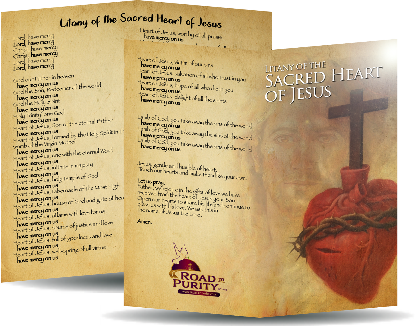 Litany of the Sacred Heart of Jesus - Prayer Card / 3" x 6" folded (c) - Journeys of Faith