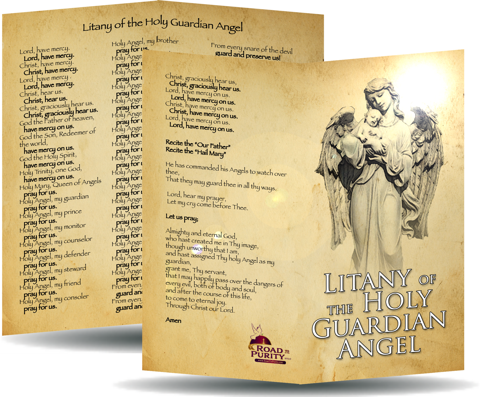 Litany of the Holy Guardian Angel - Prayer Card / 3" x 6" folded (c) - Journeys of Faith