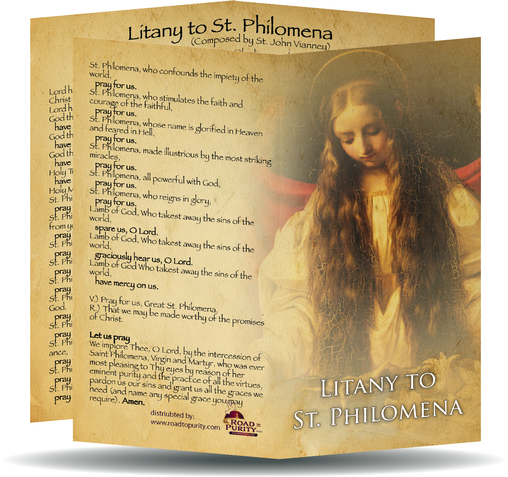 Litany to Saint Philomena - Prayer Card / 3" x 6" folded (c) - Journeys of Faith