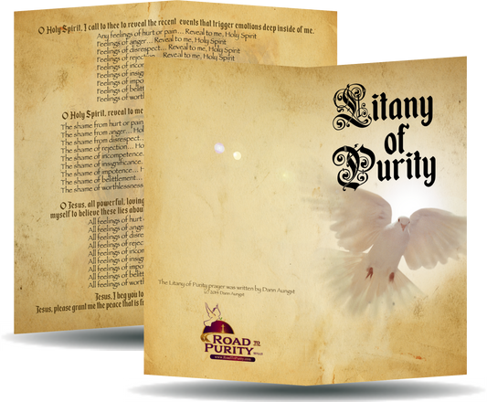 Litany of Purity - Prayer Card / 3" x 6" folded (w/Imprimatur) (c) - Journeys of Faith