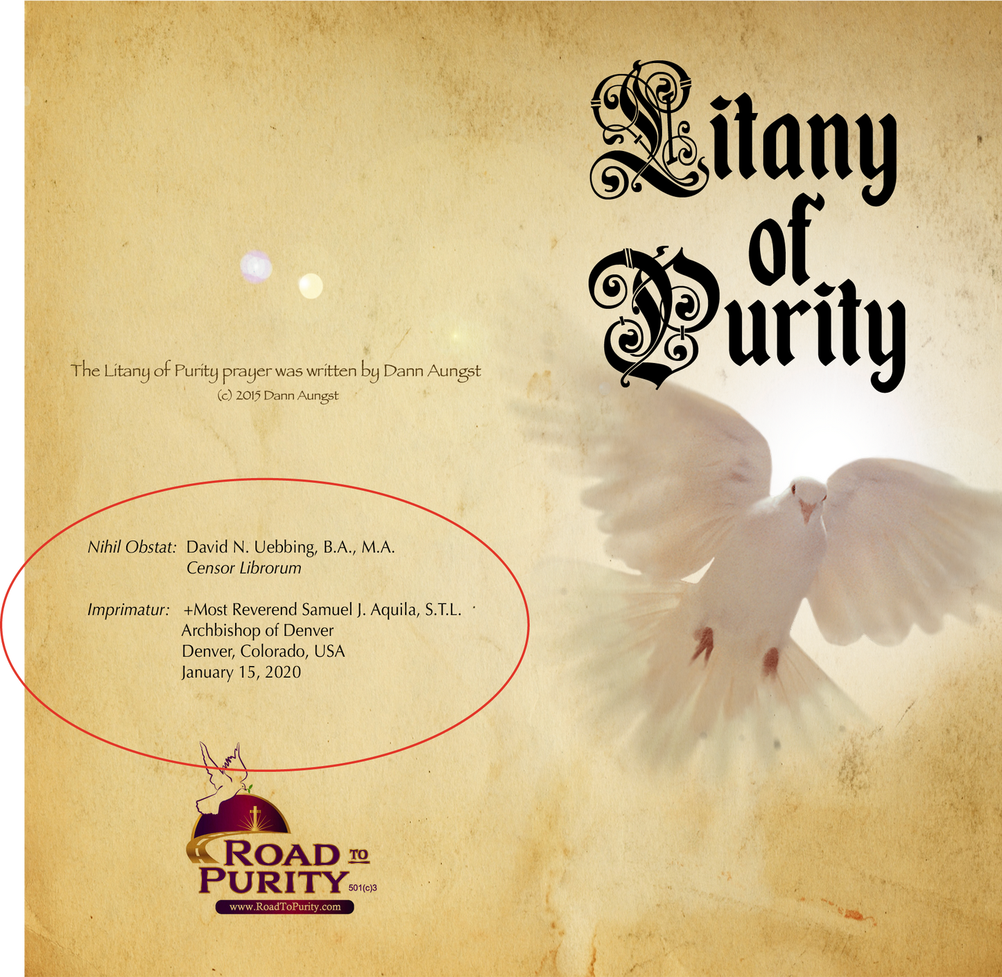 Litany of Purity - Prayer Card / 3" x 6" folded (w/Imprimatur) (c) - Journeys of Faith