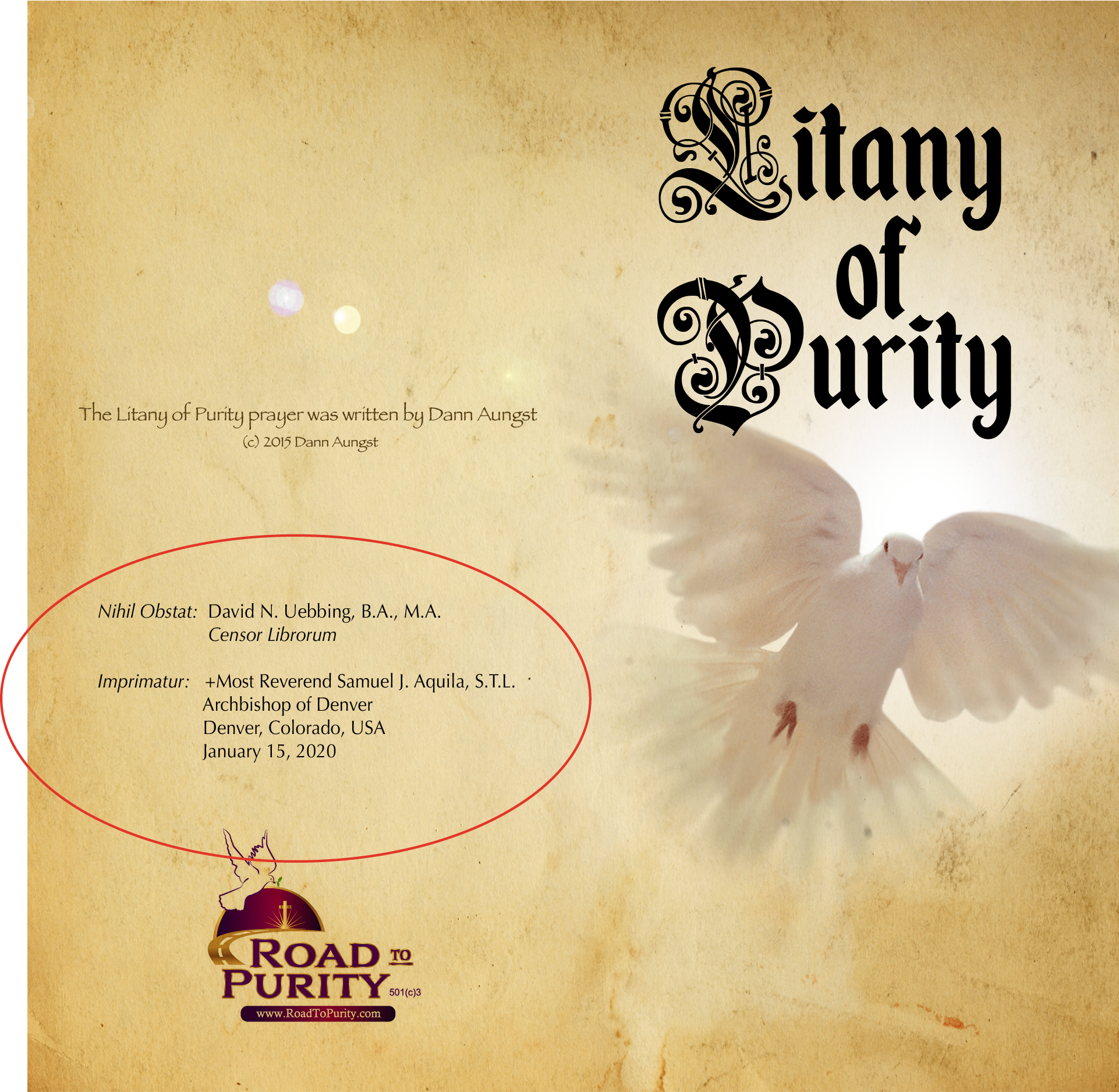 Litany of Purity - Prayer Card / 3" x 6" folded (w/Imprimatur) (c) - Journeys of Faith