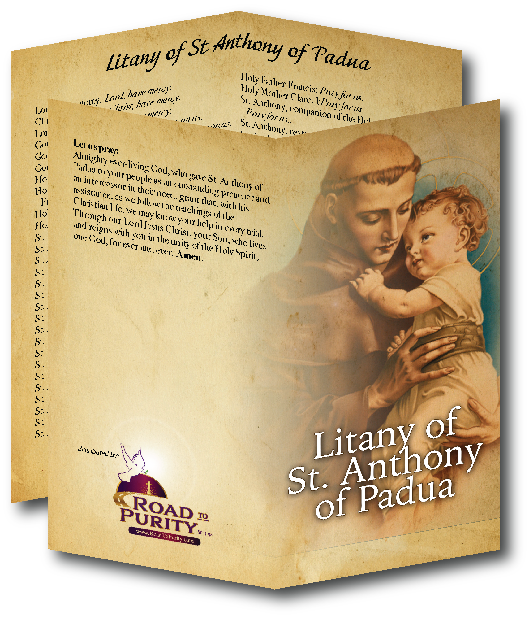 Litany of Saint Anthony of Padua  - Prayer Card / 3" x 6" folded (c) - Journeys of Faith