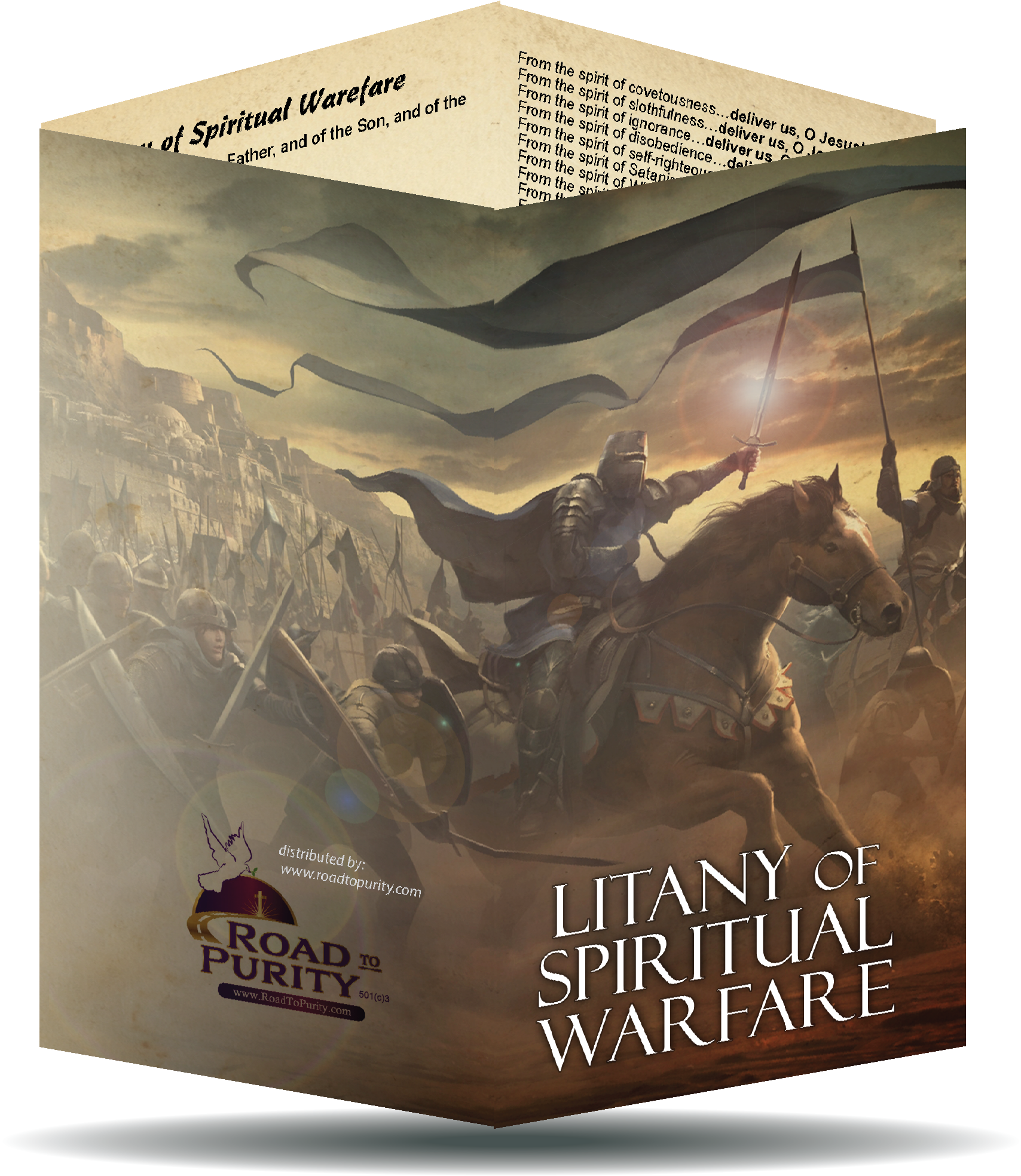 Litany of Spiritual Warfare - Prayer Card / 3" x 6" folded (c) - Journeys of Faith