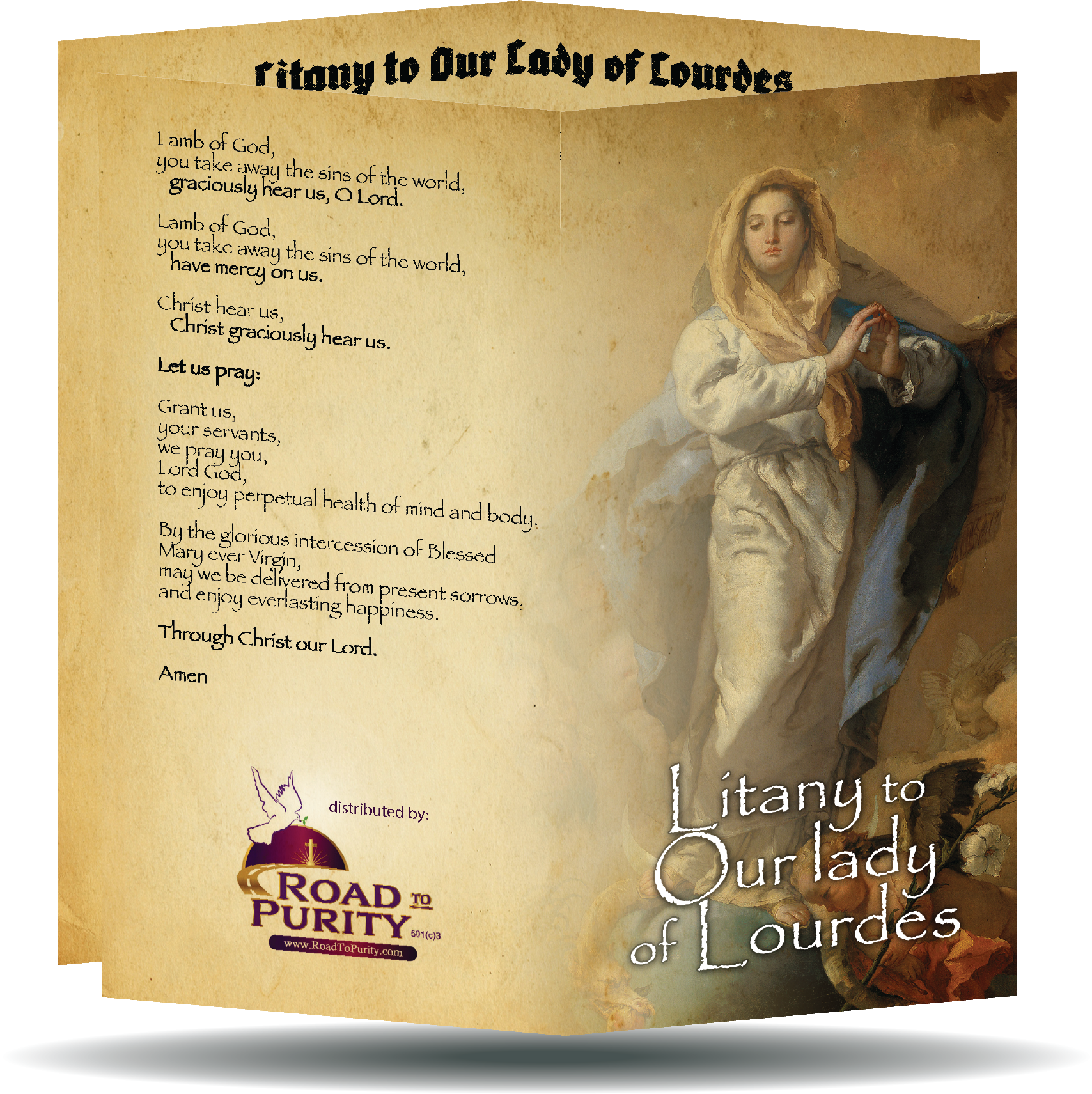 Litany to Our Lady of Lourdes  - Prayer Card / 3" x 6" folded (c) - Journeys of Faith