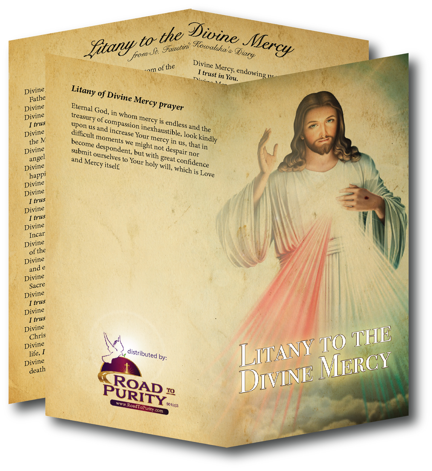 Litany to the Divine Mercy  - Prayer Card / 3" x 6" folded (c) - Journeys of Faith