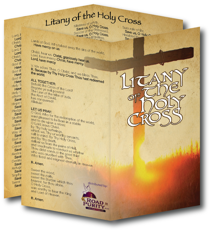 NEW! Litany of the Holy Cross  - Prayer Card / 3" x 6" folded (c) - Journeys of Faith