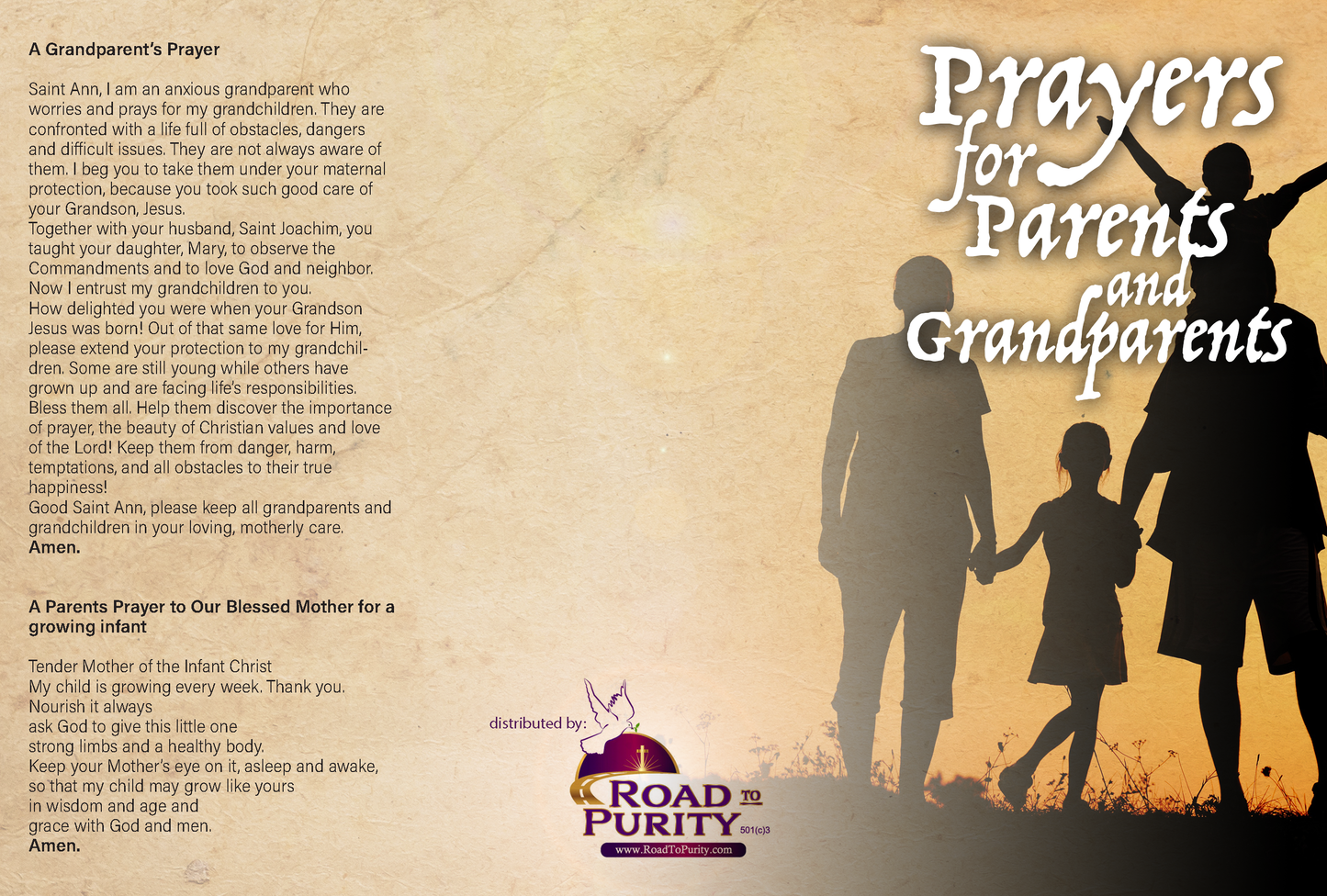 Prayers for Parents and Grandparents  - Prayer Card / 3" x 6" folded (c) - Journeys of Faith