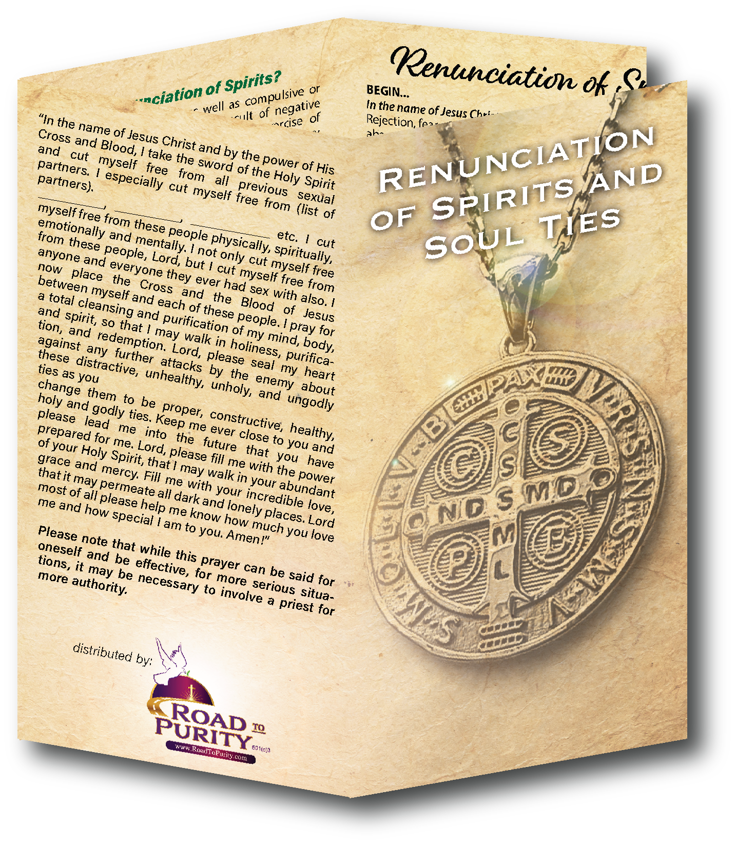 NEW! Renunciation of Spirits and Soul Ties - Prayer Card / 3" x 6" folded (c) - Journeys of Faith
