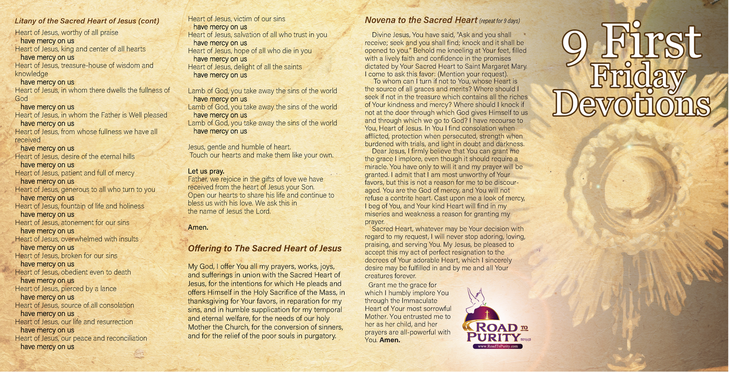 NEW! 9 First Friday Devotions - Prayer Card / 3" x 6" folded (c) - Journeys of Faith